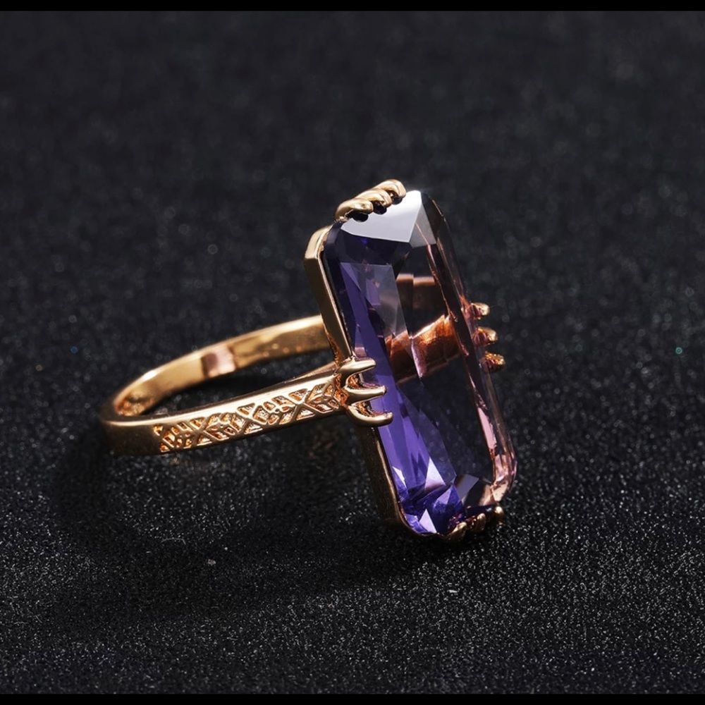 New large Square Purple Stone Ring Available sizes 6, 7, 8, - Picture 7 of 8